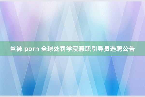 丝袜 porn 全球处罚学院兼职引导员选聘公告